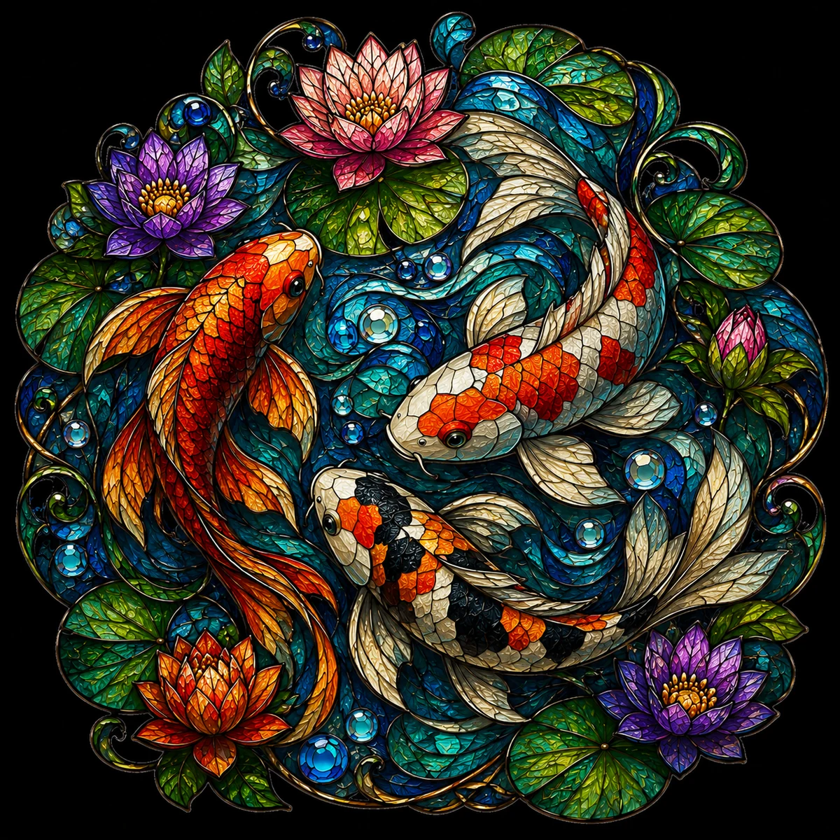Koi stained-glass artwork